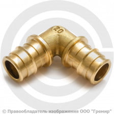 Угольник аксиальный латунный для PE-X труб Дн 32 90гр РОС