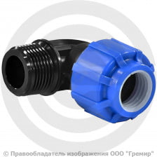 Отвод ПЭ компрессионный Дн 20-3/4" 90гр Ру-16 НР (НАР) VALFEX