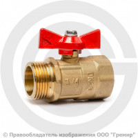 Кран латунный Ду-25 (1") Ру-16 ВР-НР (ВН-НАР) бабочка ГАЛЛОП ПРАКТИК 131