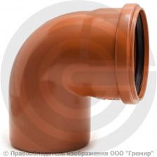 Отвод НПВХ (ПВХ) с раструбом коричневый Дн 110 87гр б/нап в/к Хемкор