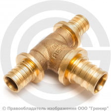 Тройник аксиальный бронзовый переходной для PE-X труб Дн 16-20-16 RAUTITAN PLATINUM RX Rehau