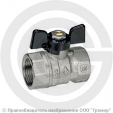 Кран латунный Ду-25 (1") Ру-25 ВР (ВН) никель бабочка Bugatti серия 602