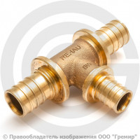 Тройник аксиальный бронзовый переходной для PE-X труб Дн 20-16-20 RAUTITAN PLATINUM RX Rehau