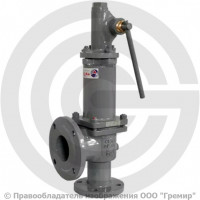 Клапан предохранительный пружинный угловой стальной фланцевый Ду-50 Рср=2.5бар Рн=2.5…4бар (Т<450°С) с ручным подрывом 17с6нж Арма-Пром