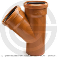 Тройник НПВХ (ПВХ) с раструбом коричневый Дн 110-110 45гр б/нап в/к Aquaviva