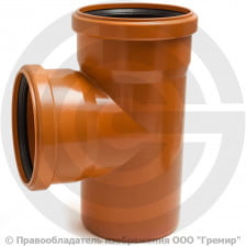 Тройник НПВХ (ПВХ) с раструбом коричневый Дн 110-110 87гр б/нап в/к Aquaviva