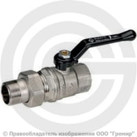 Кран латунный Ду-20 (3/4") Ру-40 ВР-"Американка" никель полнопроходной рычаг Bugatti серия 320