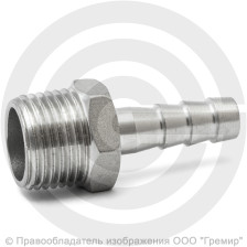 Штуцер под шланг "елочка" нержавеющий AISI 304 Ду 15-20мм (1/2"-20мм)