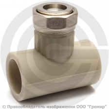 Тройник PP-R серый с накидной гайкой Дн 32-1 1/4" Pro Aqua