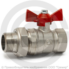 Кран латунный Ду-20 (3/4") Ру-40 ВР-"Американка" никель бабочка VALFEX 11Б27фт1М