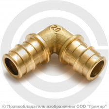 Угольник аксиальный латунный для PE-X труб Дн 25 90гр GX122 Giacomini