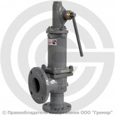 Клапан предохранительный пружинный угловой стальной фланцевый Ду-100 Рср=1.5бар Рн=1.5…3бар (Т<450°С) с ручным подрывом 17с6нж Арма-Пром