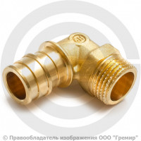 Угольник аксиальный латунный для PE-X труб Дн 16-1/2" НР (НАР) GX127 Giacomini