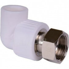 Угольник PP-R комбинированный белый с накидной гайкой Дн 25-1" RTP (РосТурПласт)