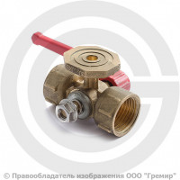 Кран трехходовой для манометра Ду-15 Ру-16 ВР (ВН) G1/2"-М20х1,5 с фланцем и ручкой ПЕНЗА 11Б18БК(Ф)1