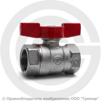 Кран латунный Ду-15 (1/2") Ру-30 ВР (ВН) никель бабочка Itap Vienna 118