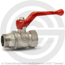 Кран латунный Ду-20 (3/4") Ру-40 ВР-НР (ВН-НАР) никель рычаг VALFEX 11Б27фт1М