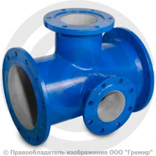 Тройник с пожарной подставкой фланцевый ППТФ Ду 400-200 ВЧШГ с ЦПП цинк+AL ГОСТ ISO 2531-2012