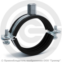 Хомут крепежный оцинкованный с резиновой прокладкой Ду-50 (Дн 53-58) (1 3/4") М8/М10 б/к Strongman