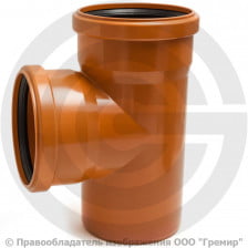 Тройник НПВХ (ПВХ) с раструбом коричневый Дн 400-110 87гр б/нап в/к Ostendorf KGEA