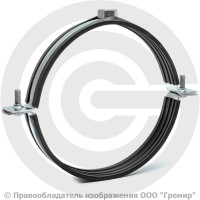 Хомут крепежный оцинкованный с резиновой прокладкой Ду-150 (Дн 155-170) (6") М16 б/к