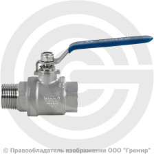 Кран нержавеющий AISI 304 (CF8) двусоставной Ду-32 (1 1/4") Ру-40 ВР-НР (ВН-НАР) муфтовый NK-BMFL32/4