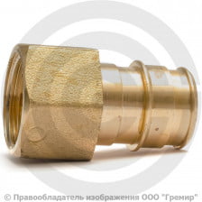 Соединитель аксиальный латунный для PE-X труб Дн 16-1/2" под плоское уплотнение с накидной гайкой с прокладкой РОС
