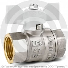 Кран латунный Ду-25 (1") Ру-40 ВР (ВН) никель полнопроходной бабочка LD Pride 47.25.В-В.Б white