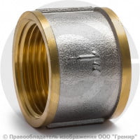 Муфта латунная ВР (ВН) Ду-40 (1 1/2") никель Aquasfera