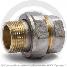 Американка (соединитель) латунная прямая ВР-НР (ВН-НАР) Ду-40 (1 1/2") никель Aquasfera