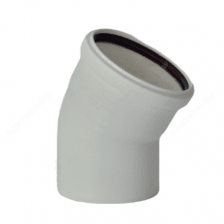 Отвод PP-M бесшумный белый Дн 50 45гр б/нап в/к RTP (РосТурПласт)