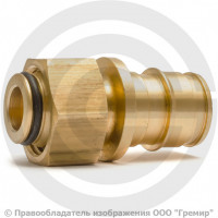 Соединитель аксиальный латунный для PE-X труб Дн 16-1/2" под конус с накидной гайкой GX179 Giacomini GX179Y043