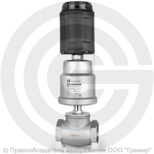 Клапан запорно-регулирующий нержавеющий Ду-15 (1/2") Ру-16 ВР (ВН) Kvs=3,8м3/ч с нержавеющим пневмоприводом 50мм и позиционером PV Helver