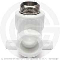 Угольник PP-R комбинированный белый НР (НАР) Дн 20-1/2" с креплением VALFEX