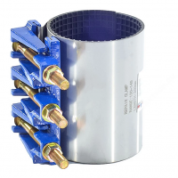 Хомут ремонтный нержавеющий с чугунным замком Ду-125 (Дн 130-145) 3 болта L=200мм Benarmo