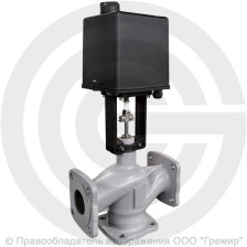 Клапан регулирующий трехходовой смесительный чугунный фланцевый Ду-15 Ру-16 Kvy=4м3/ч с электроприводом LEA-1200 24В с датчиком 4-20mA Энерготехномаш