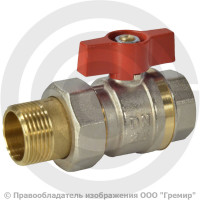 Кран латунный Ду-25 (1") Ру-40 ВР-"Американка" никель полнопроходной бабочка Ридан BVR-FR