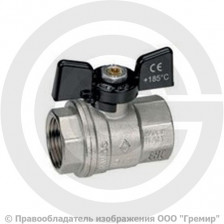 Кран латунный Ду-25 (1") Ру-40 ВР (ВН) никель полнопроходной бабочка Bugatti серия 302