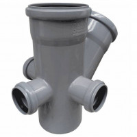 Крестовина PP-H двухплоскостная левая/правая/тыл серая Дн 110-110-50 45гр б/нап RTP (РосТурПласт) 2