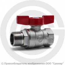 Кран латунный Ду-8 (1/4") Ру-42 ВР-НР (ВН-НАР) хром бабочка Giacomini R254D