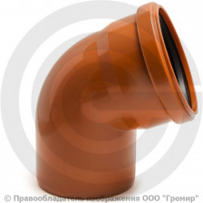 Отвод НПВХ (ПВХ) с раструбом коричневый Дн 125 67гр б/нап в/к Ostendorf KGB