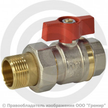 Кран латунный Ду-20 (3/4") Ру-40 ВР-"Американка" полнопроходной бабочка Ридан BVR-FR