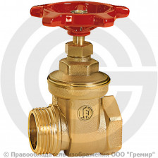 Задвижка латунная муфтовая Ду-32 Ру-10 ВР-НР (ВН-НАР) (Т<110°С) маховик R54 Giacomini