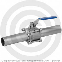 Кран нержавеющий AISI 316 (CF8M) трехсоставной под приварку Ду-10 Ру-63 полнопроходной Benarmo