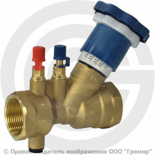 Клапан балансировочный ручной латунный муфтовый Ду-40 Ру-25 ВР (ВН) Kvs=27.5м3/ч с измерительными ниппелями OR