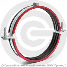 Хомут крепежный оцинкованный с резиновой прокладкой Ду-150 (Дн 156-166) (6") ±2мм М10 б/к