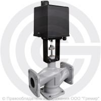 Клапан регулирующий трехходовой смесительный чугунный фланцевый Ду-40 Ру-16 Kvy=125м3/ч с электроприводом LEA-10000 24В с датчиком 4-20mA Энерготехномаш