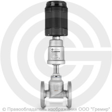 Клапан запорно-регулирующий нержавеющий фланцевый Ду-50 Ру-16 Kvs=42м3/ч с нержавеющим пневмоприводом 100мм и позиционером PV-F Helver