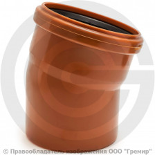Отвод НПВХ (ПВХ) с раструбом коричневый Дн 200 15гр б/нап в/к Ostendorf KGB
