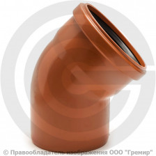 Отвод НПВХ (ПВХ) с раструбом коричневый Дн 200 45гр б/нап в/к Ostendorf KGB